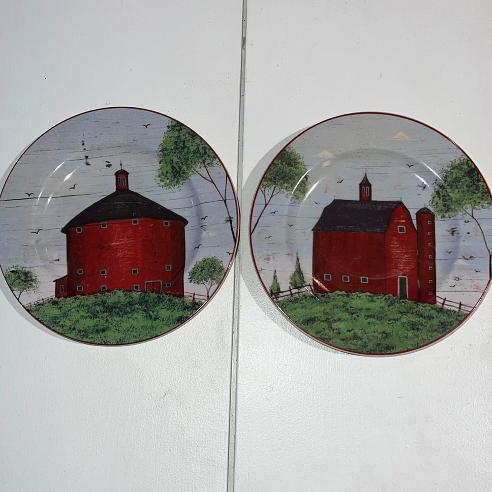Barns Warren Kimball 1998 by Sakura, New York vintage plates